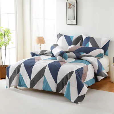 Gambar Sleeplite 160x200 cm Set 6 Pcs Seprai Queen Microfiber Abstrak Riven