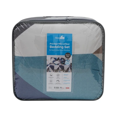 Gambar Sleeplite 160x200 cm Set 6 Pcs Seprai Queen Microfiber Abstrak Riven
