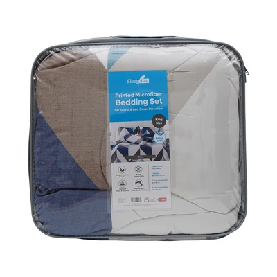 Gambar Sleeplite 180x200 cm Set 6 Pcs Seprai King Microfiber Abstrak Riven