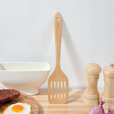 Gambar Culinart Spatula Slotted Kayu Beech 32.8 cm - Cokelat Muda
