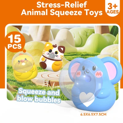 Gambar Kiddy Fun Squishy Animal Squeeze & Blow Bubble Random