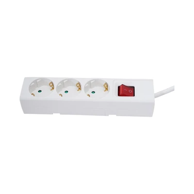 Gambar Krisbow Stop Kontak Ekstensi Single Switch Basic 3 Soket 1.5 Meter - Putih
