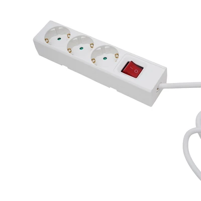 Gambar Krisbow Stop Kontak Ekstensi Single Switch Basic 3 Soket 1.5 Meter - Putih
