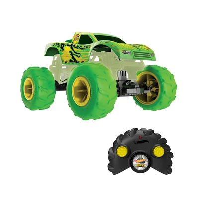 Gambar Hot Wheels Monster Trucks Gunkster Glow In The Dark Remote Control 1:15 - Hijau