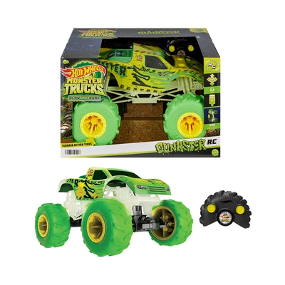 Gambar Hot Wheels Monster Trucks Gunkster Glow In The Dark Remote Control 1:15 - Hijau