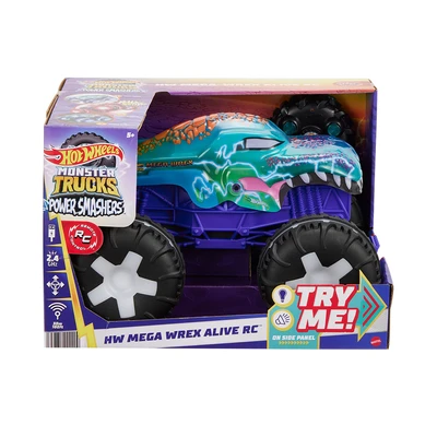 Gambar Hot Wheels Monster Trucks Power Smashers Mega Wrex Alive Remote Control 1:15 - Biru