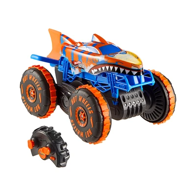 Gambar Hot Wheels Monster Trucks Tiger Shark Climber Remote Control 1:15 - Oranye/biru