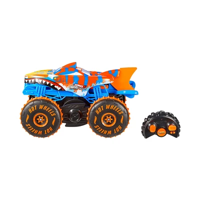 Gambar Hot Wheels Monster Trucks Tiger Shark Climber Remote Control 1:15 - Oranye/biru