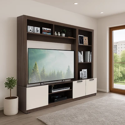 Gambar Informa Hampshire Lemari TV Entertainment - Gallic Walnut/Taupe