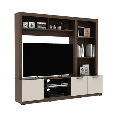 Gambar Informa Hampshire Lemari TV Entertainment - Gallic Walnut/Taupe