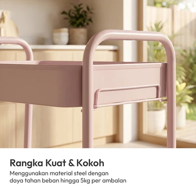 Gambar Stora Milka Rak Troli 3 Tingkat - Krem