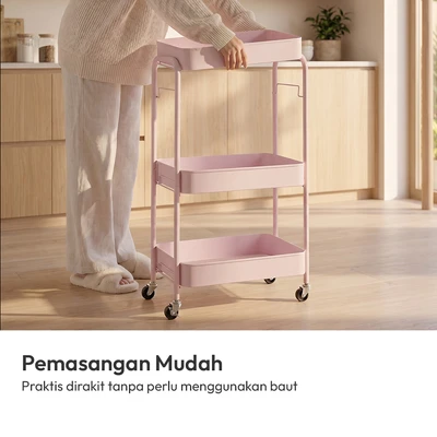 Gambar Stora Milka Rak Troli 3 Tingkat - Krem
