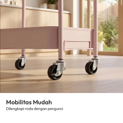 Gambar Stora Milka Rak Troli 3 Tingkat - Krem