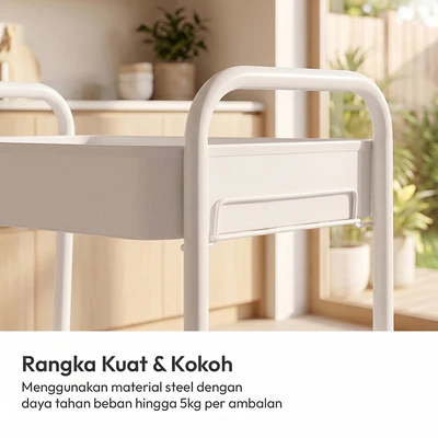 Gambar Stora Milka Rak Troli 3 Tingkat - Putih