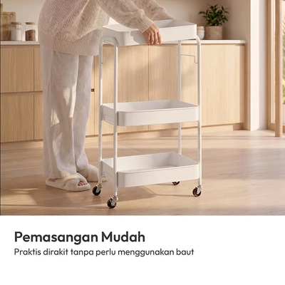Gambar Stora Milka Rak Troli 3 Tingkat - Putih