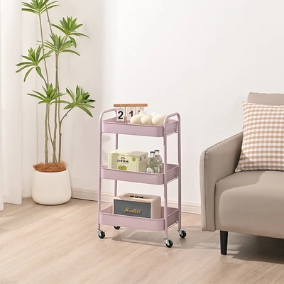 Gambar Stora Milka Rak Troli 3 Tingkat - Pink