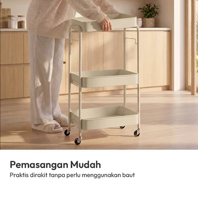 Gambar Stora Milka Rak Troli 3 Tingkat - Pink