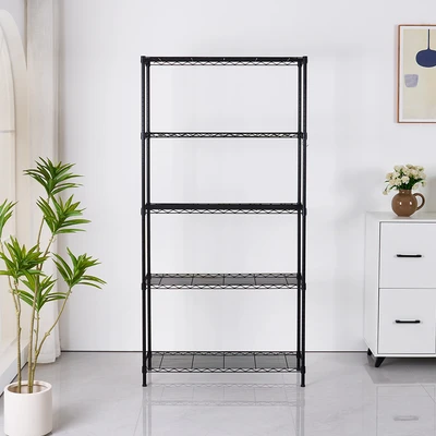 Gambar Stora Rak Besi 5 Tingkat 89x34x180 cm - Hitam