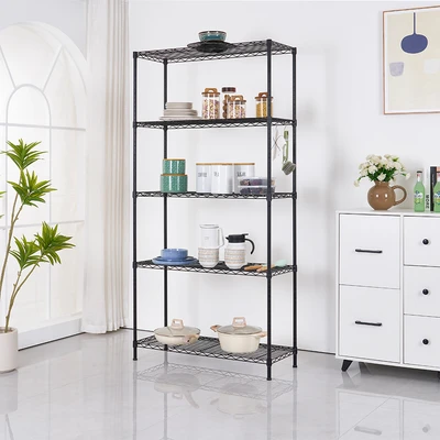 Gambar Stora Rak Besi 5 Tingkat 89x34x180 cm - Hitam