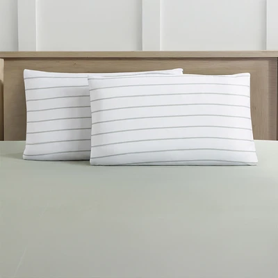 Gambar Informa 160x200 cm Set 6 Pcs Seprai Queen Bamboo Stripe - Hijau/Putih