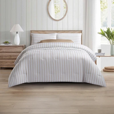 Gambar Informa 180x200 cm Set 6 Pcs Seprai King Bamboo Stripe - Cokelat/Putih