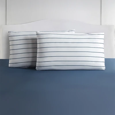 Gambar Informa 180x200 cm Set 6 Pcs Seprai King Bamboo Stripe - Biru Navy/Putih