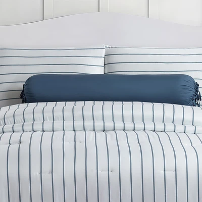 Gambar Informa 180x200 cm Set 6 Pcs Seprai King Bamboo Stripe - Biru Navy/Putih