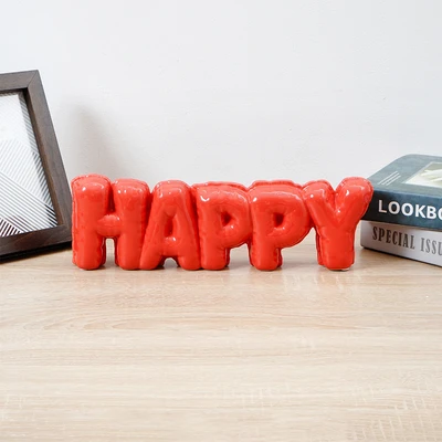 Gambar Informa 34x5x11 cm Patung Miniatur Dekorasi Happy - Merah