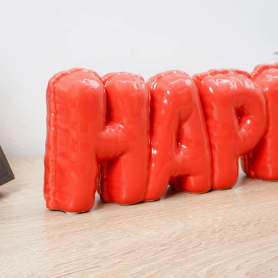 Gambar Informa 34x5x11 cm Patung Miniatur Dekorasi Happy - Merah