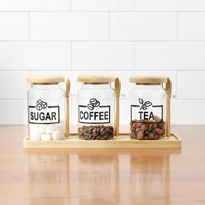 Gambar Informa Hazzel Stoples Kaca Dengan Nampan 500 ml Set 3 pcs Transparan