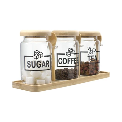 Gambar Informa Hazzel Stoples Kaca Dengan Nampan 500 ml Set 3 pcs Transparan