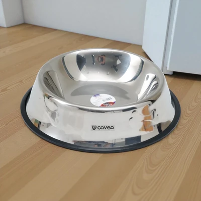 Gambar Cavea Tempat Makan Hewan Stainless Steel Ukuran L - Silver