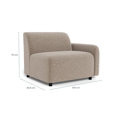 Gambar Nordia Rushville Sofa Modular Kiri Fabric 1 Seater - Krem Beige