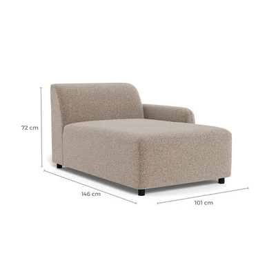 Gambar Nordia Rushville Sofa Modular Chaise Kiri Fabric 1 Seater - Krem Beige