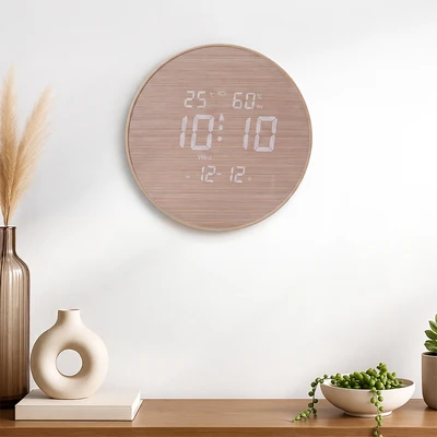 Gambar Forhom Jam Dinding LED Digital Nordwood - Cokelat Natural
