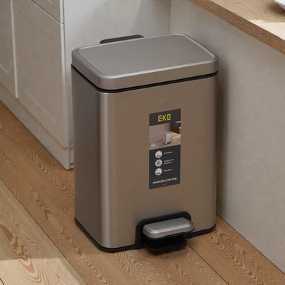 Gambar Eko Madison Tempat Sampah Pedal Stainless Steel 6 Liter - Silver Matt