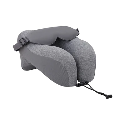 Gambar Passport Bantal Leher Curved Dengan Penutup Mata - Abu-Abu