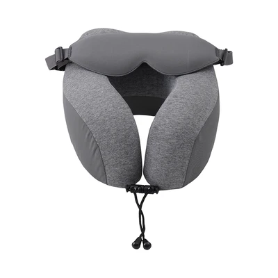 Gambar Passport Bantal Leher Curved Dengan Penutup Mata - Abu-Abu