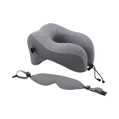 Gambar Passport Bantal Leher Curved Dengan Penutup Mata - Abu-Abu