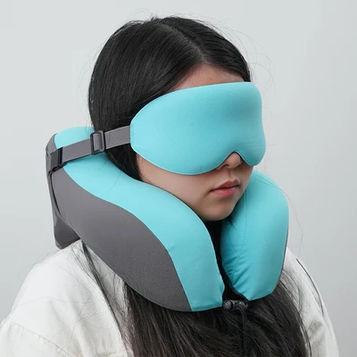 Gambar Passport Bantal Leher Curved Dengan Penutup Mata - Hijau