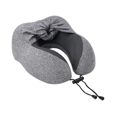 Gambar Passport Bantal Leher Memory Foam Dengan Hoodie - Abu-Abu