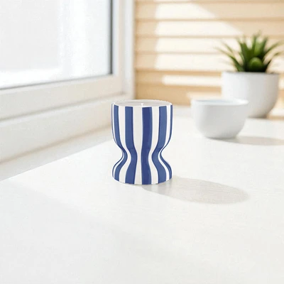 Gambar Informa Sea Salt Lime Lilin Aromaterapi Dengan Holder Keramik Stripe - Biru