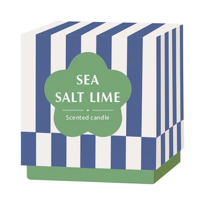 Gambar Informa Sea Salt Lime Lilin Aromaterapi Dengan Holder Keramik Stripe - Biru