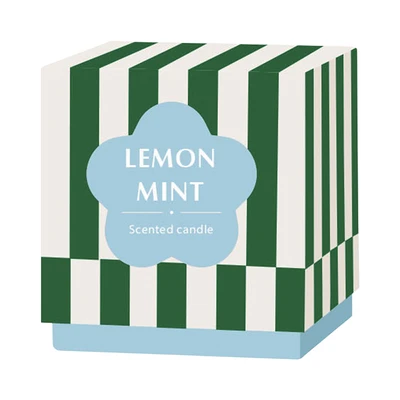 Gambar Informa Lemon Mint Lilin Aromaterapi Dengan Holder Keramik Stripe - Hijau