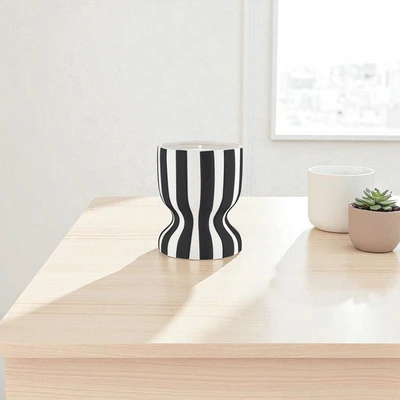 Gambar Informa Grapefruit Basil Lilin Aromaterapi Dengan Holder Keramik Stripe - Hitam