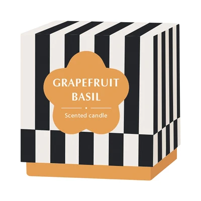 Gambar Informa Grapefruit Basil Lilin Aromaterapi Dengan Holder Keramik Stripe - Hitam