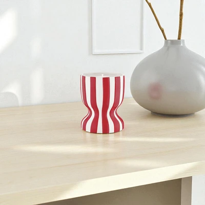 Gambar Informa Blood Orange Lilin Aromaterapi Dengan Holder Keramik Stripe - Merah