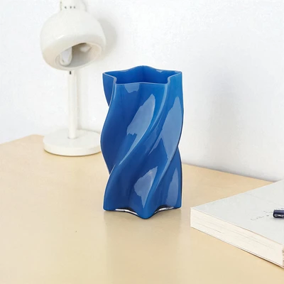 Gambar Informa Twisca Vas Bunga Kaca 13x13x21.5 cm - Biru