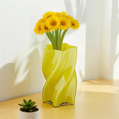 Gambar Informa Twisca Vas Bunga Kaca 13x13x21.5 cm - Kuning
