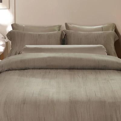 Gambar Informa 200x200 cm Set 9 Pcs Seprai Super King Tencel Jacquard Berne - Cokelat